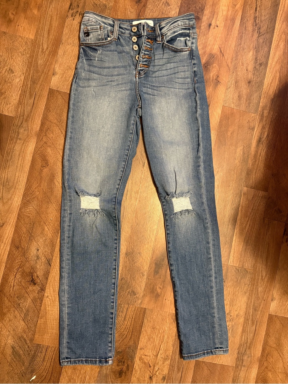 KanCan Medium Blue High-Rise Distressed Skinny Jeans